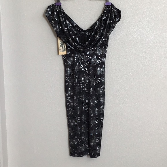 Tatyana black universe pencil dress. - Picture 2 of 5